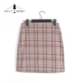 Different Models Brown Plaid Womens Skirts with Button